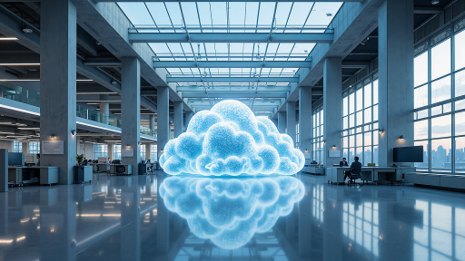 数字化转型概念图，显示传统化工企业向数字化平台转变，包含云计算、大数据、物联网等元素，现代科技感设计，明亮自然光效果